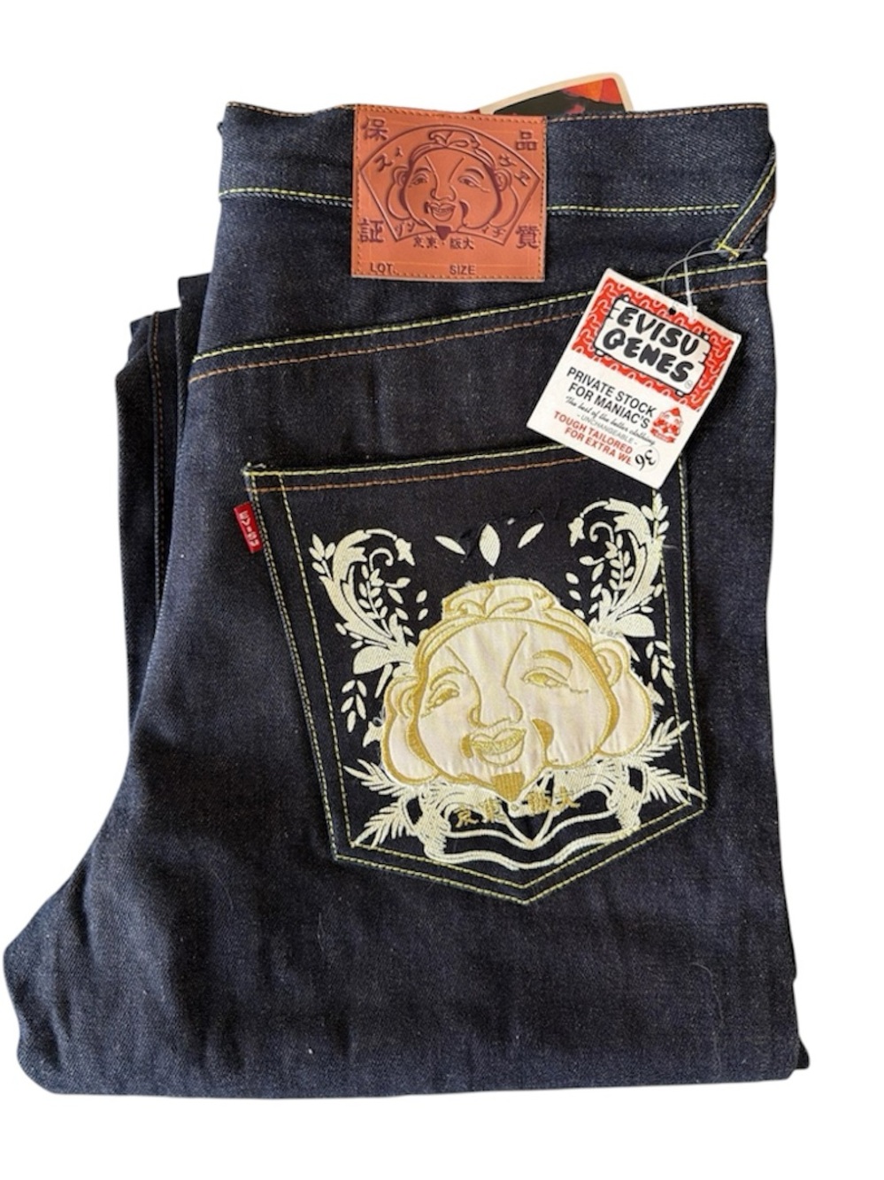 NWT Evisu Genes Private Stock for Maniac's Selvedge Raw Denim Jeans Size 36